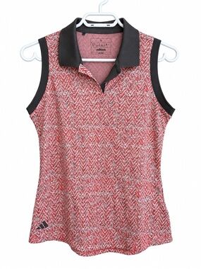 Adidas Women’s Sleeveless Golf Polo Size S Red Chevron Golfcore Pickleball